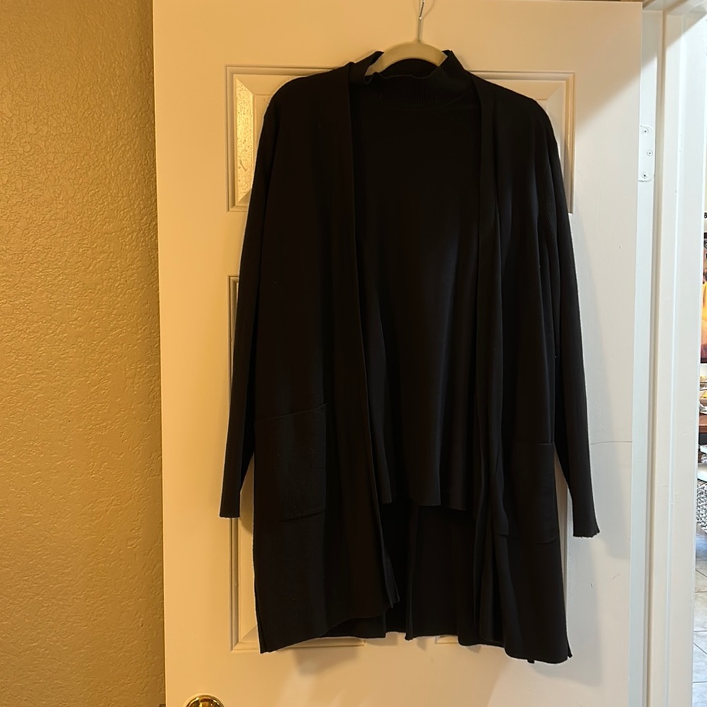 Chicos sleeveless tank top, cardigan set.